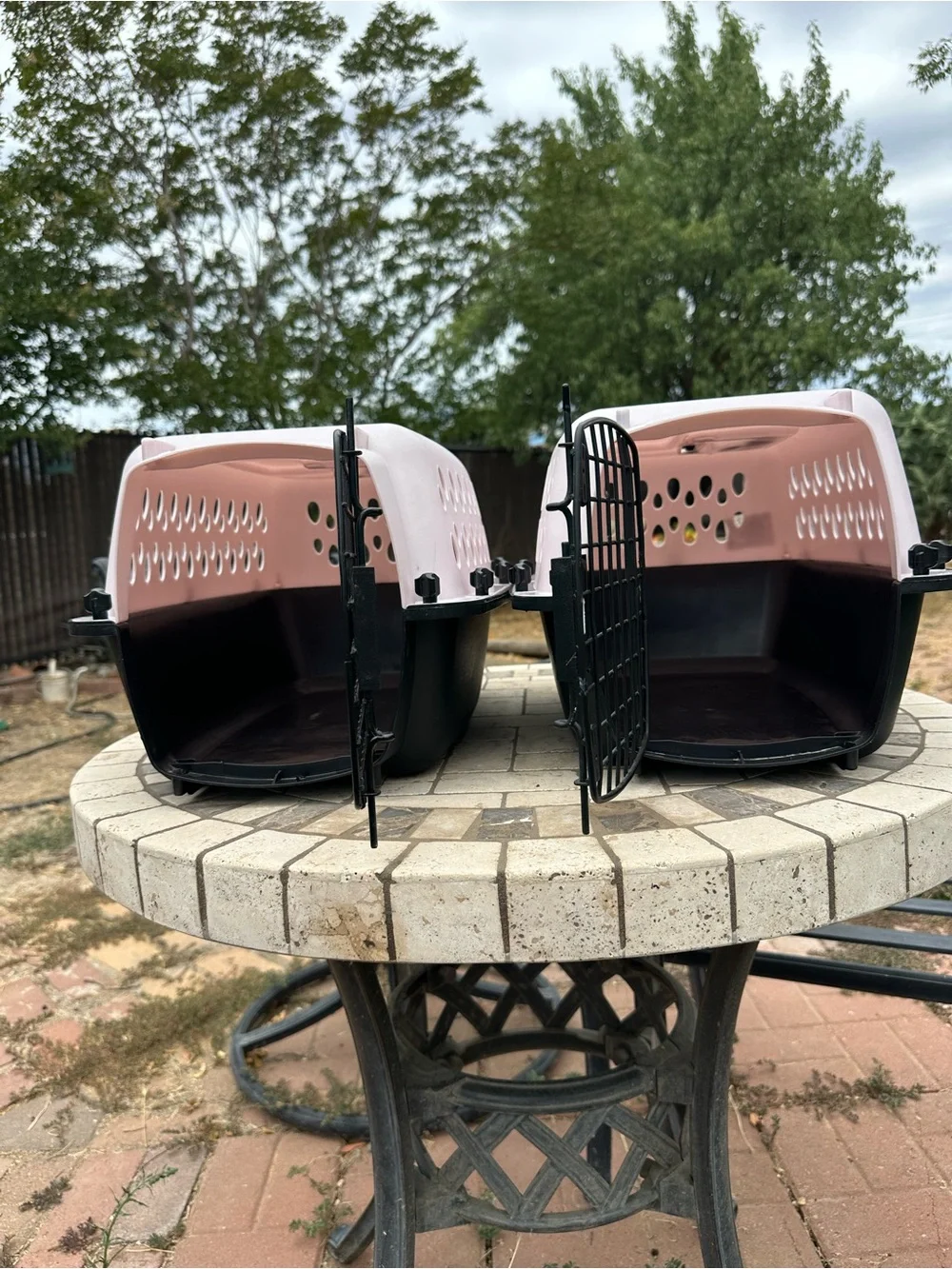 (2) Pink and Black Small Pet Travel Carrier with Secure Front Door